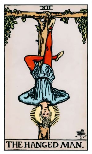 The Hanged Man tarot card.